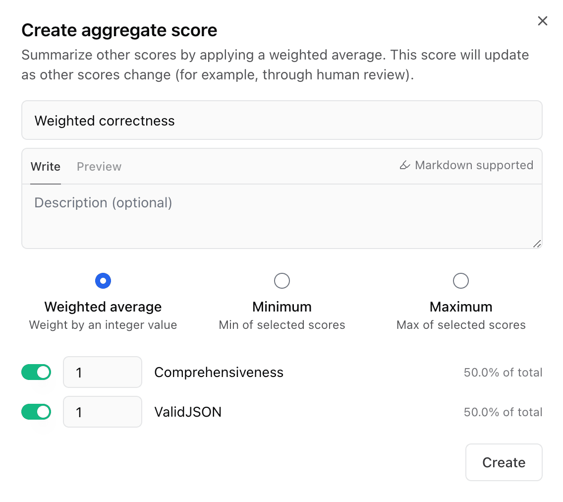 Create aggregate score