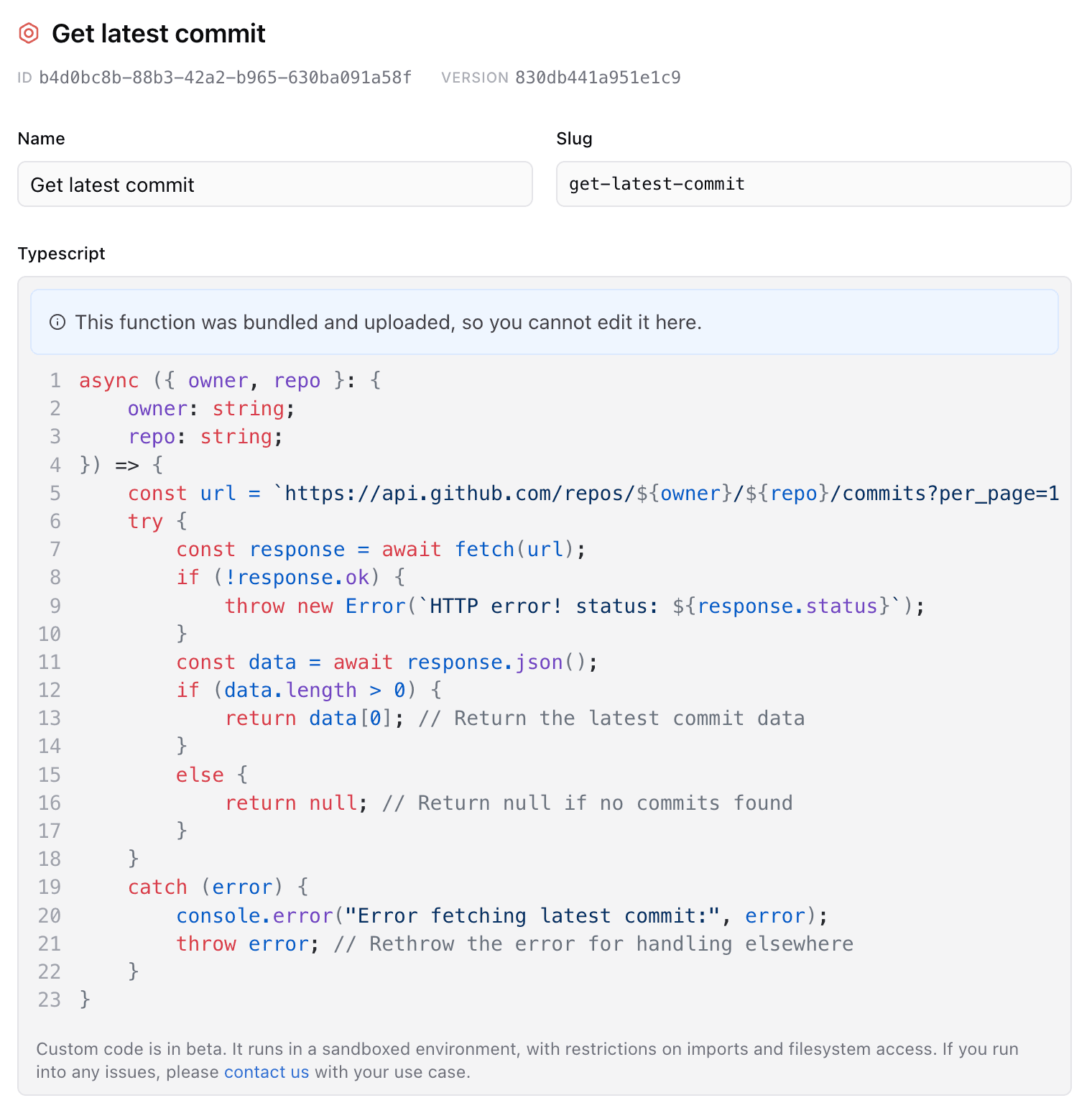 Tool code in library