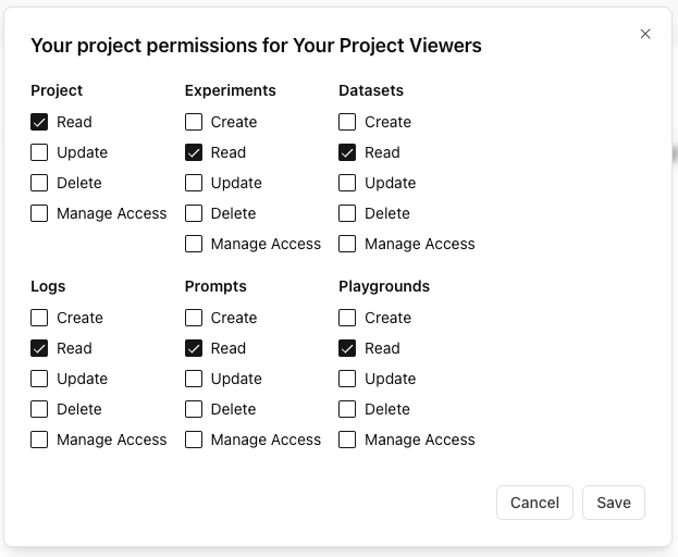 Set project level permissions